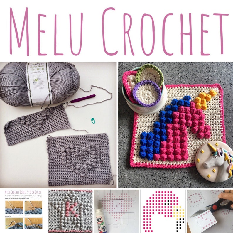 Bobble Stitch Squares Set by Melu Crochet Scrubbies image 1