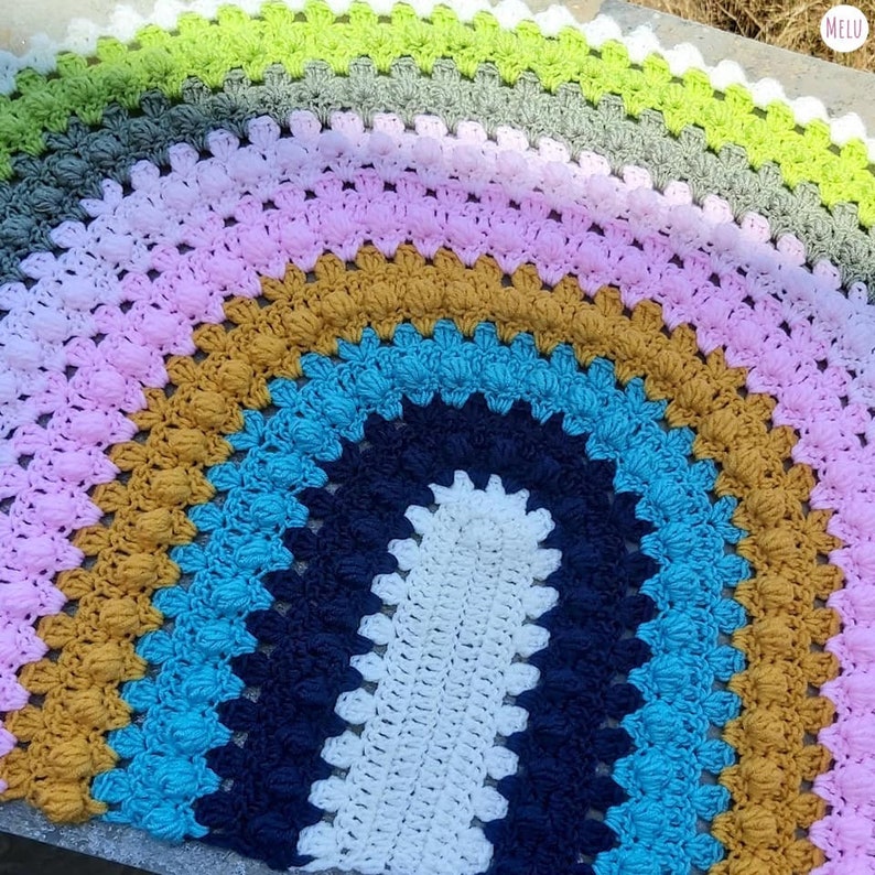 Granny Bobblina Rainbow Blanket pattern by Melu Crochet Baby Afghan comforter and throw for unisex/boy/girl or home image 10