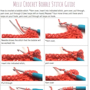 Bobble Stitch guide PDF by Melu Crochet, help, how-to, step by step guide image 1