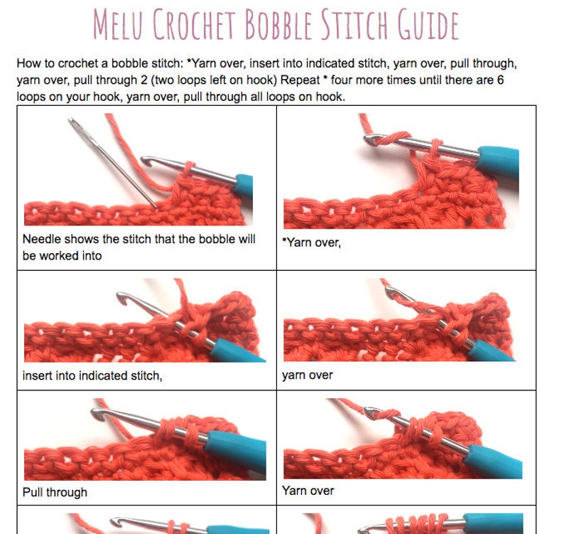 Bobble Stitch guide PDF by Melu Crochet help howto step by Etsy