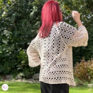 Wzór na szalony kardigan Hexi Cool Cardi autorstwa Melu Crochet Elegancki, letni kardigan Rozmiary XS/S M/L XL/2X 3X/4X 5X