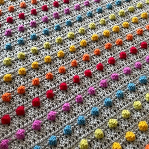 Smarties Bobble Blanket pattern by Melu Crochet Rainbow Baby Afghan comforter and throw for unisex/boy/girl or home image 4