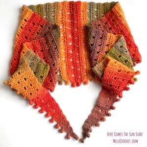 Here Comes The Sun Scarf by Melu Crochet US and UK Pattern Ladies/womens/woman/adult/women easy to read chart included shawl/wrap image 7