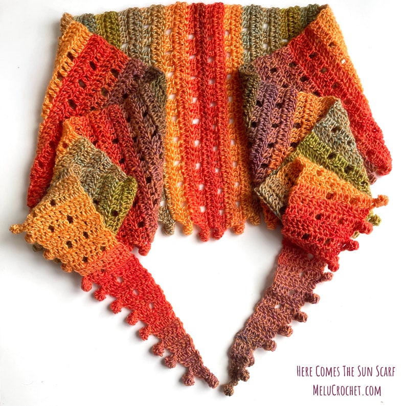 Here Comes The Sun Scarf by Melu Crochet US and UK Pattern Ladies/womens/woman/adult/women easy to read chart included shawl/wrap image 7