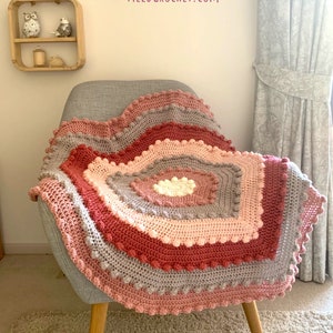 Atria Heart Bobble Blanket pattern by Melu Crochet Baby Afghan comforter and throw for unisex/boy/girl or home image 8