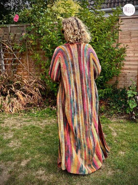 Winterbrew Flexi Hexi Longline Cardi Pattern by Melu Crochet