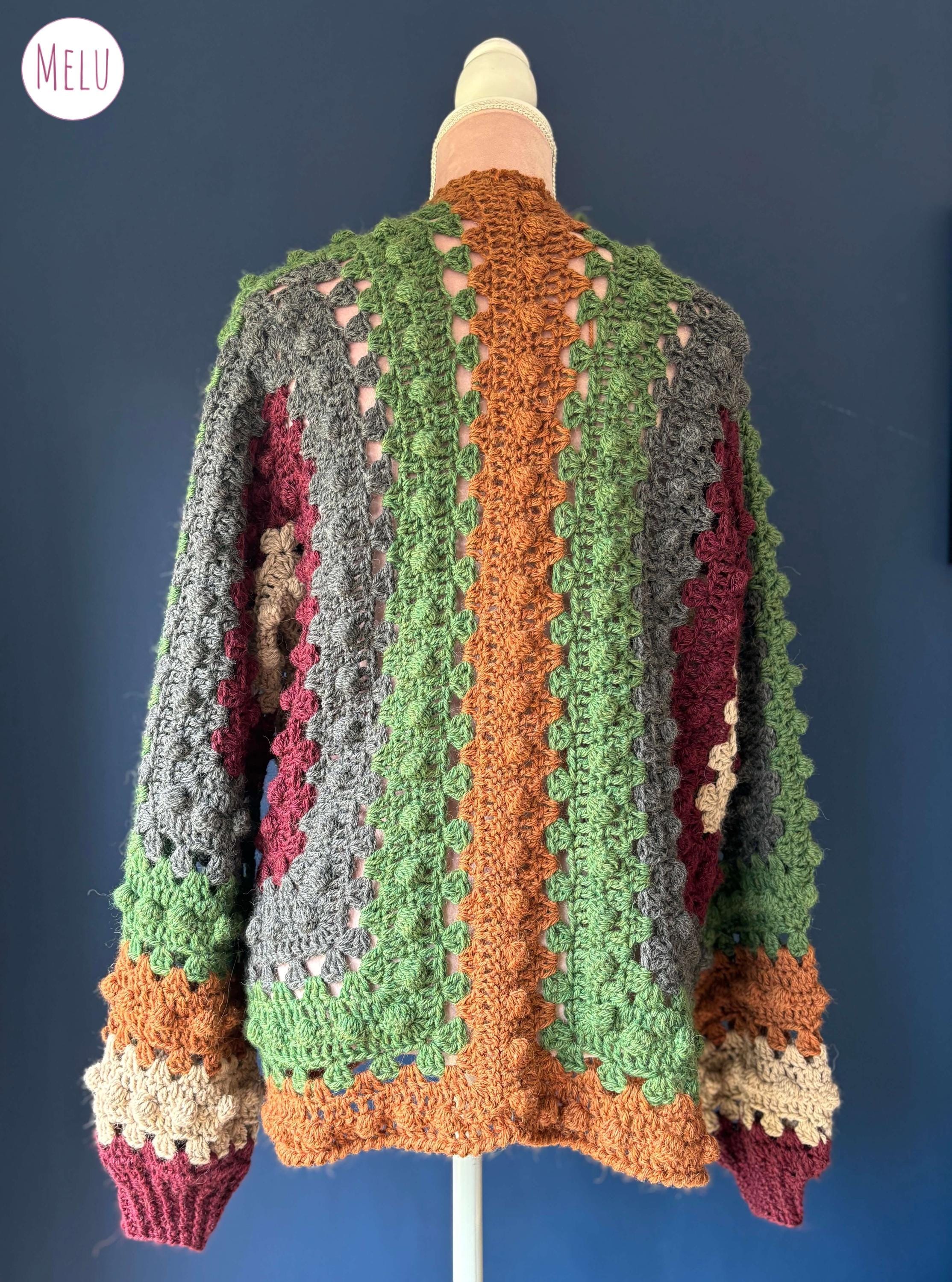 Bobblina Longline Hexi Cardi Crochet Pattern by Melu Crochet Warm