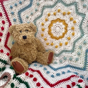 Wzór na koc Candy Dot Star firmy Melu Crochet Baby, kołdrę i pled afgański dla dzieci unisex/chłopca/dziewczynki lub do domu