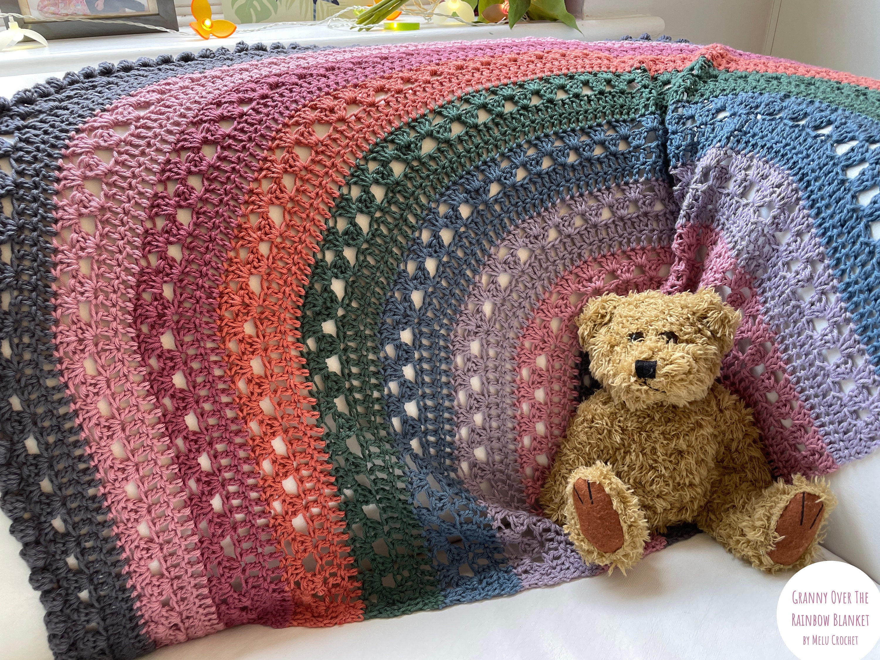 Granny Over the Rainbow Blanket Pattern by Melu Crochet Baby