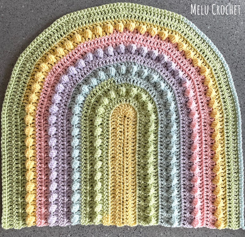Lollipop Rainbow Blanket pattern by Melu Crochet Baby Afghan comforter and throw for unisex/boy/girl or home image 3