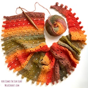 Here Comes The Sun Scarf by Melu Crochet US and UK Pattern Ladies/womens/woman/adult/women easy to read chart included shawl/wrap image 9