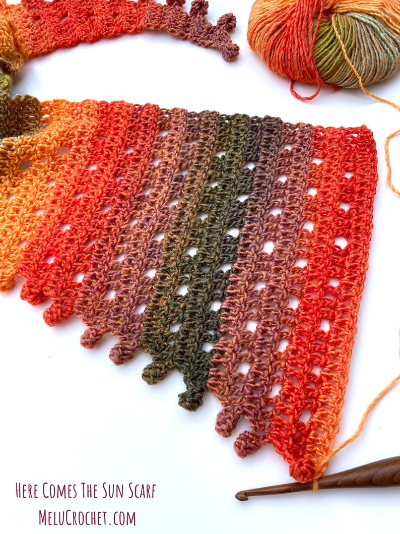 Here Comes The Sun Scarf by Melu Crochet US and UK Pattern Ladies/womens/woman/adult/women easy to read chart included shawl/wrap image 6