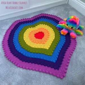 Atria Heart Bobble Blanket pattern by Melu Crochet Baby Afghan comforter and throw for unisex/boy/girl or home image 10