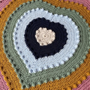 Atria Heart Bobble Blanket pattern by Melu Crochet Baby Afghan comforter and throw for unisex/boy/girl or home image 1