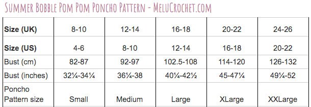 Adult Size LARGE Melu Crochet Summer Bobble Pom Pom Poncho Pattern ...