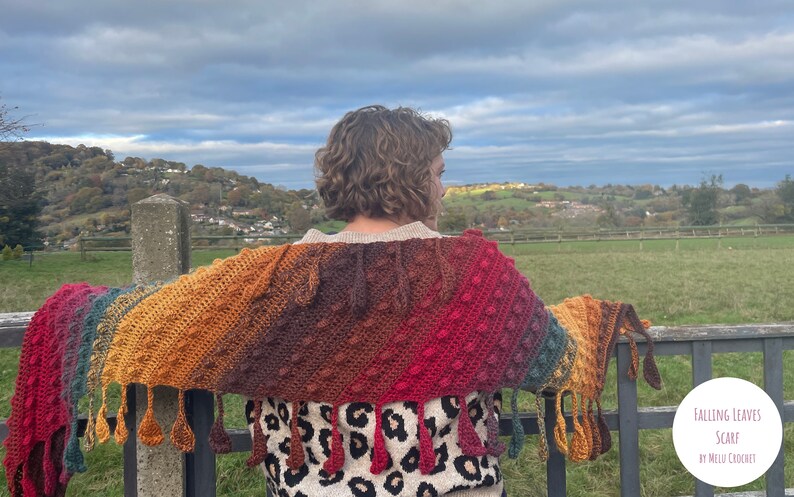 Falling Leaves Scarf by Melu Crochet US and UK Pattern Ladies/womens ...
