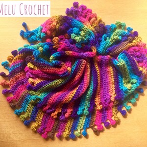 Big Cozy Bobble Pom Pom Shawl Wrap scarf by Melu Crochet image 4