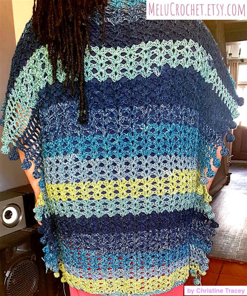 Adult Size XXLARGE Melu Crochet Summer Bobble Pom Pom Poncho Pattern ...