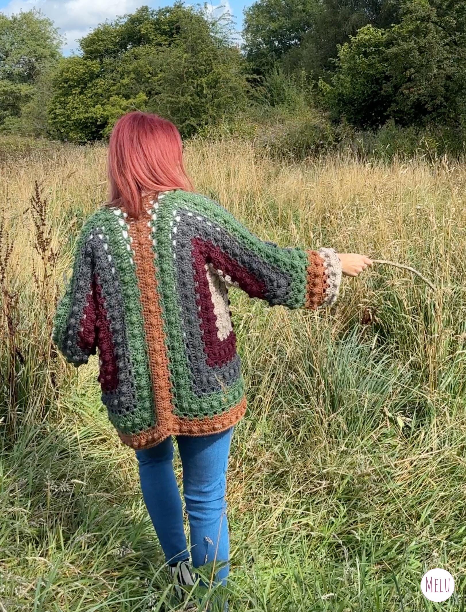 Bobblina Longline Hexi Cardi Crochet Pattern by Melu Crochet Warm