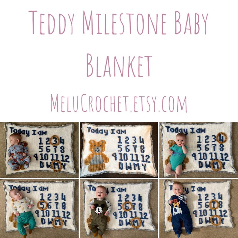 Teddy Milestone Bobble Stitch Blanket Pattern by Melu Crochet image 5