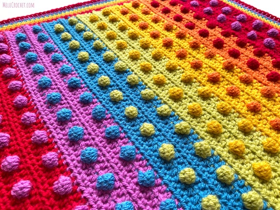 Modern Bobble Rainbow Blanket Pattern by Melu Crochet Baby Afghan Comforter and Throw for Unisex boy girl or Home Etsy Canada