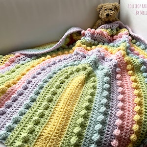 Lollipop Rainbow Blanket pattern by Melu Crochet Baby Afghan comforter and throw for unisex/boy/girl or home image 8