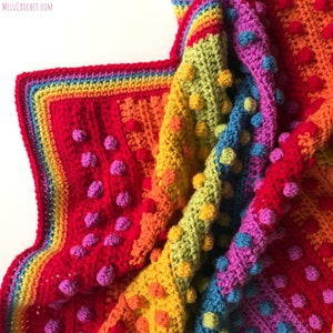 Modern Bobble Rainbow Blanket pattern by Melu Crochet Baby Afghan comforter and throw for unisex/boy/girl or home image 3