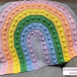 Over the Rainbobble Blanket pattern by Melu Crochet Baby Afghan comforter and throw for unisex/boy/girl or home image 9