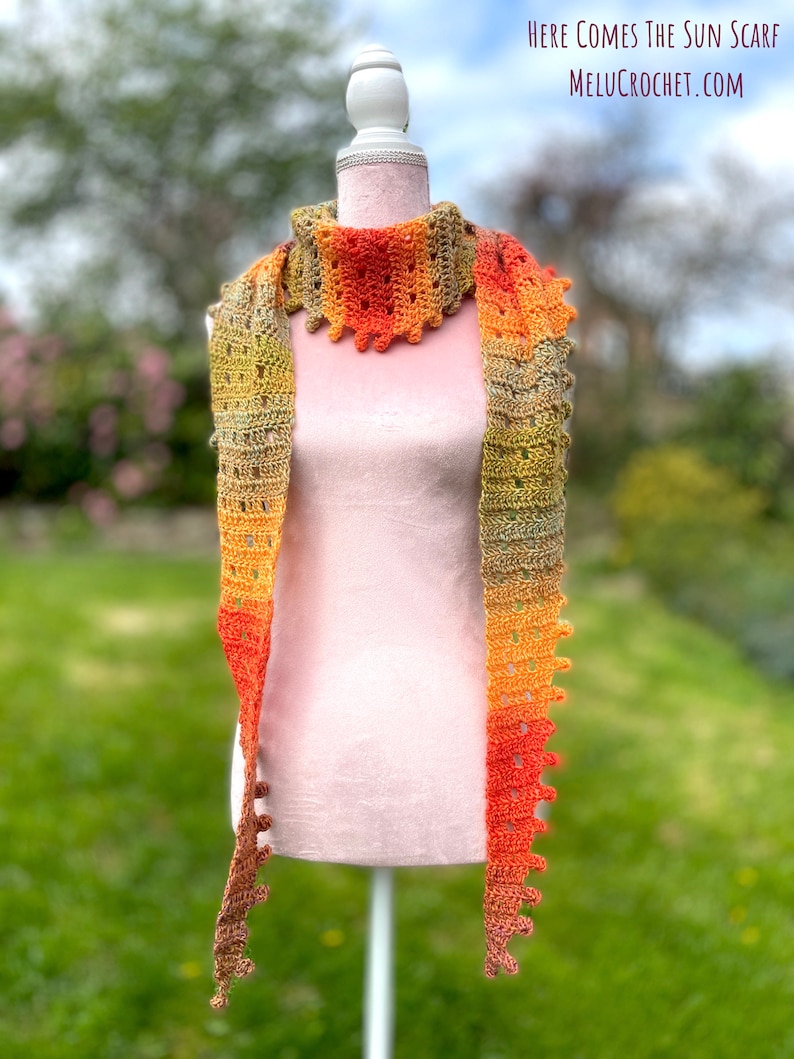 Here Comes The Sun Scarf by Melu Crochet US and UK Pattern Ladies/womens/woman/adult/women easy to read chart included shawl/wrap image 8