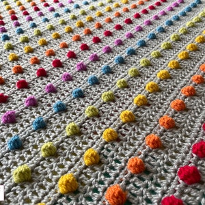 Smarties Bobble Blanket pattern by Melu Crochet Rainbow Baby Afghan comforter and throw for unisex/boy/girl or home image 6