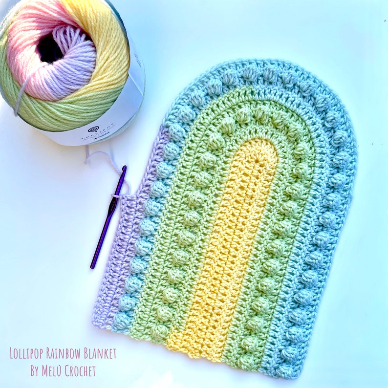 Lollipop Rainbow Blanket pattern by Melu Crochet Baby Afghan comforter and throw for unisex/boy/girl or home image 2