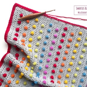 Smarties Bobble Blanket pattern by Melu Crochet Rainbow Baby Afghan comforter and throw for unisex/boy/girl or home image 3