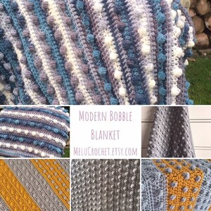 Easy and Quick Modern Bobble Blanket pattern by Melu Crochet Baby Afghan comforter and throw US and UK terminology for unisex/boy/girl/home image 3