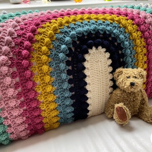 Granny Bobblina Rainbow Blanket pattern by Melu Crochet Baby Afghan comforter and throw for unisex/boy/girl or home image 1