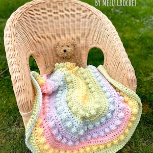 Lollipop Rainbow Blanket pattern by Melu Crochet Baby Afghan comforter and throw for unisex/boy/girl or home image 4