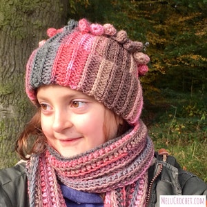 Bobble Pom Pom Ribbed Scarf Pattern by Melu Crochet US & UK Ladies/womens/woman/adult/women/kids/girls image 5