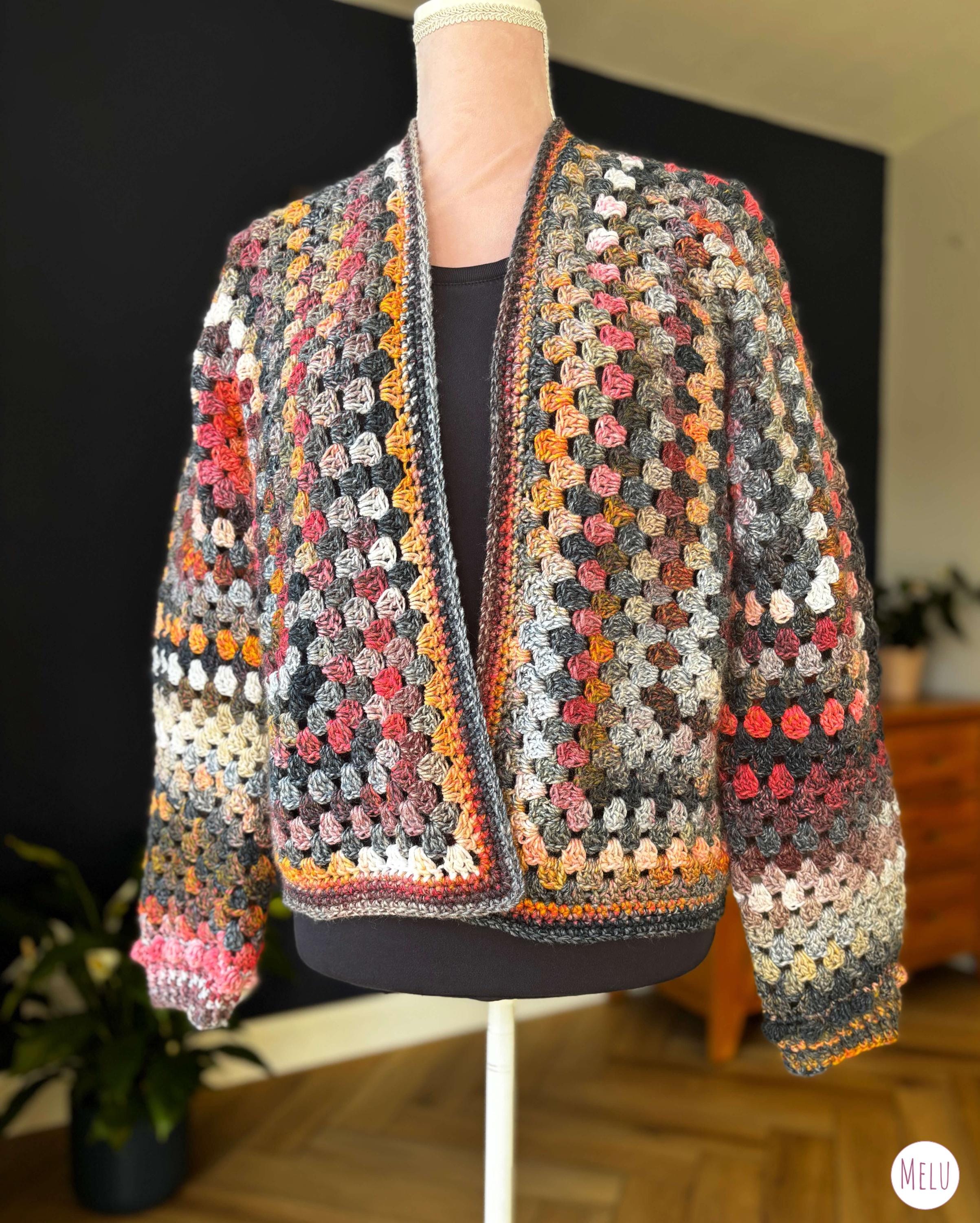 Granny Flexi Hexi Longline Cardi Pattern by Melu Crochet Inclusive