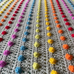 Smarties Bobble Blanket pattern by Melu Crochet Rainbow Baby Afghan comforter and throw for unisex/boy/girl or home image 5