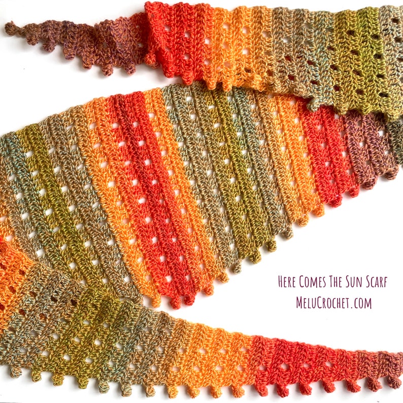 Here Comes The Sun Scarf by Melu Crochet US and UK Pattern Ladies/womens/woman/adult/women easy to read chart included shawl/wrap image 2