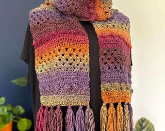 Autumn Breeze Scarf by Melu Crochet US and UK Pattern Ladies/womens/woman/adult/men easy to read chart included shawl/wrap