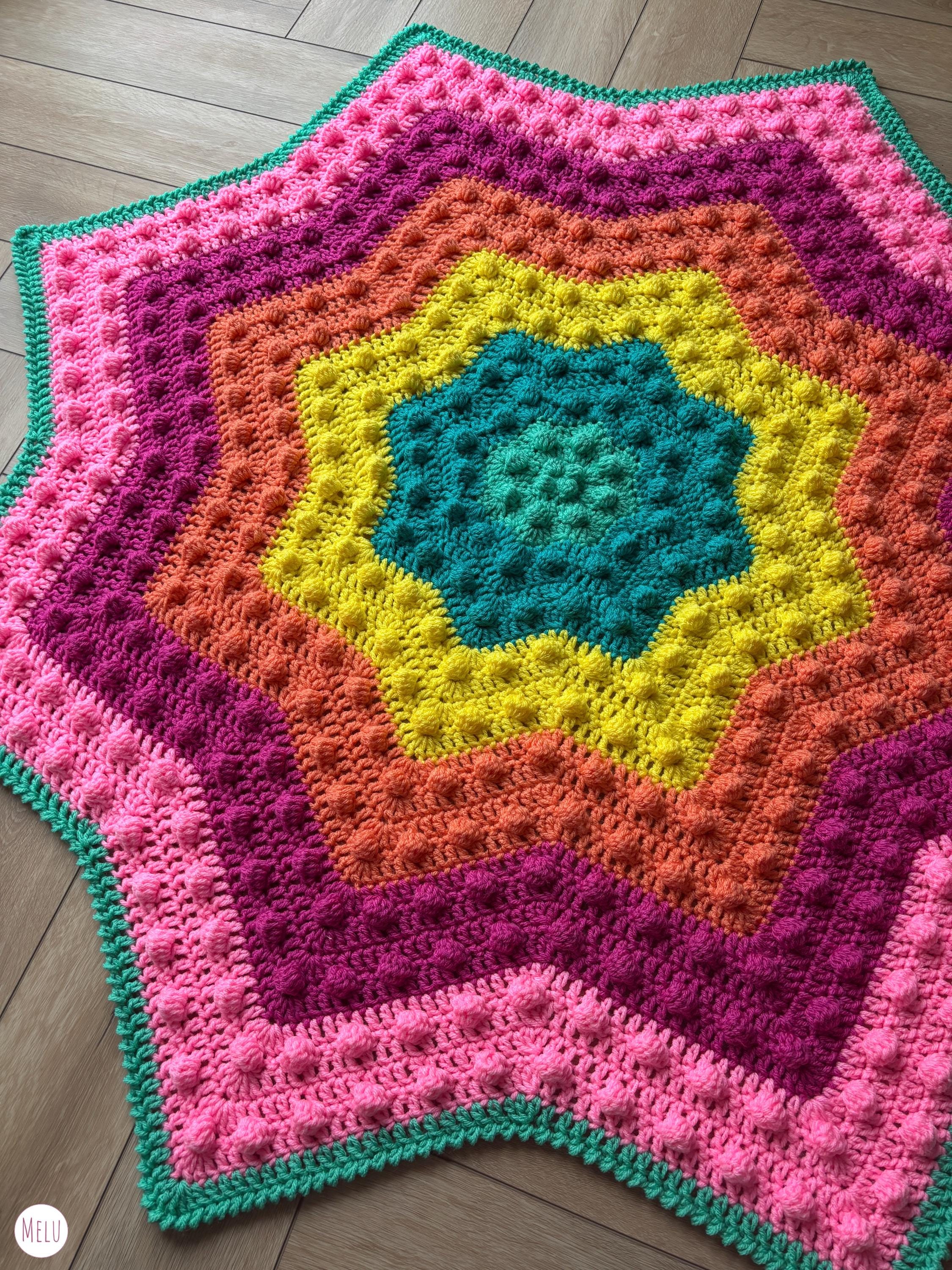 40 Fabulous Crochet Star Blankets and Patterns You Must Make 31 Nebula Bobble Star Blanket pattern by Melu Crochet Star