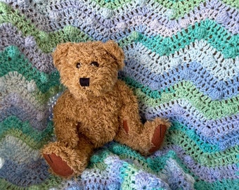 Seaglass Serenade Blanket pattern by Melu Crochet Baby Afghan comforter and throw for unisex/boy/girl or home