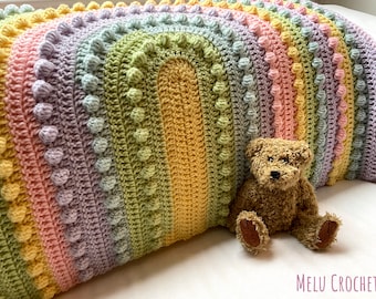 Lollipop Rainbow Blanket pattern by Melu Crochet Baby Afghan comforter and throw for unisex/boy/girl or home