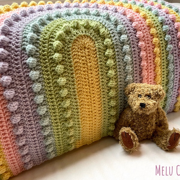 Lollipop Rainbow Blanket pattern by Melu Crochet Baby Afghan comforter and throw for unisex/boy/girl or home