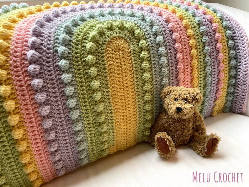 Motif de couverture arc-en-ciel Lollipop par Melu Crochet Baby Afghan doudou et jeté pour unisexe/garçon/fille ou maison image 1