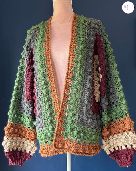 Bobblina Longline Hexi Cardi Crochet Pattern by Melu Crochet Warm