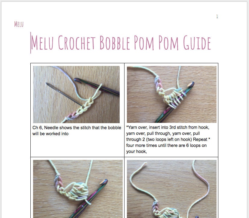 Bobble Pom Pom Scarf by Melu Crochet US and UK Pattern Ladies/womens ...
