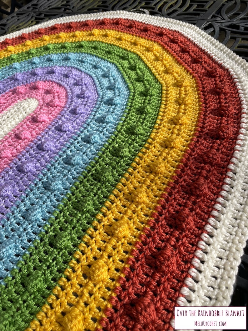 Over the Rainbobble Blanket pattern by Melu Crochet Baby Afghan comforter and throw for unisex/boy/girl or home image 5