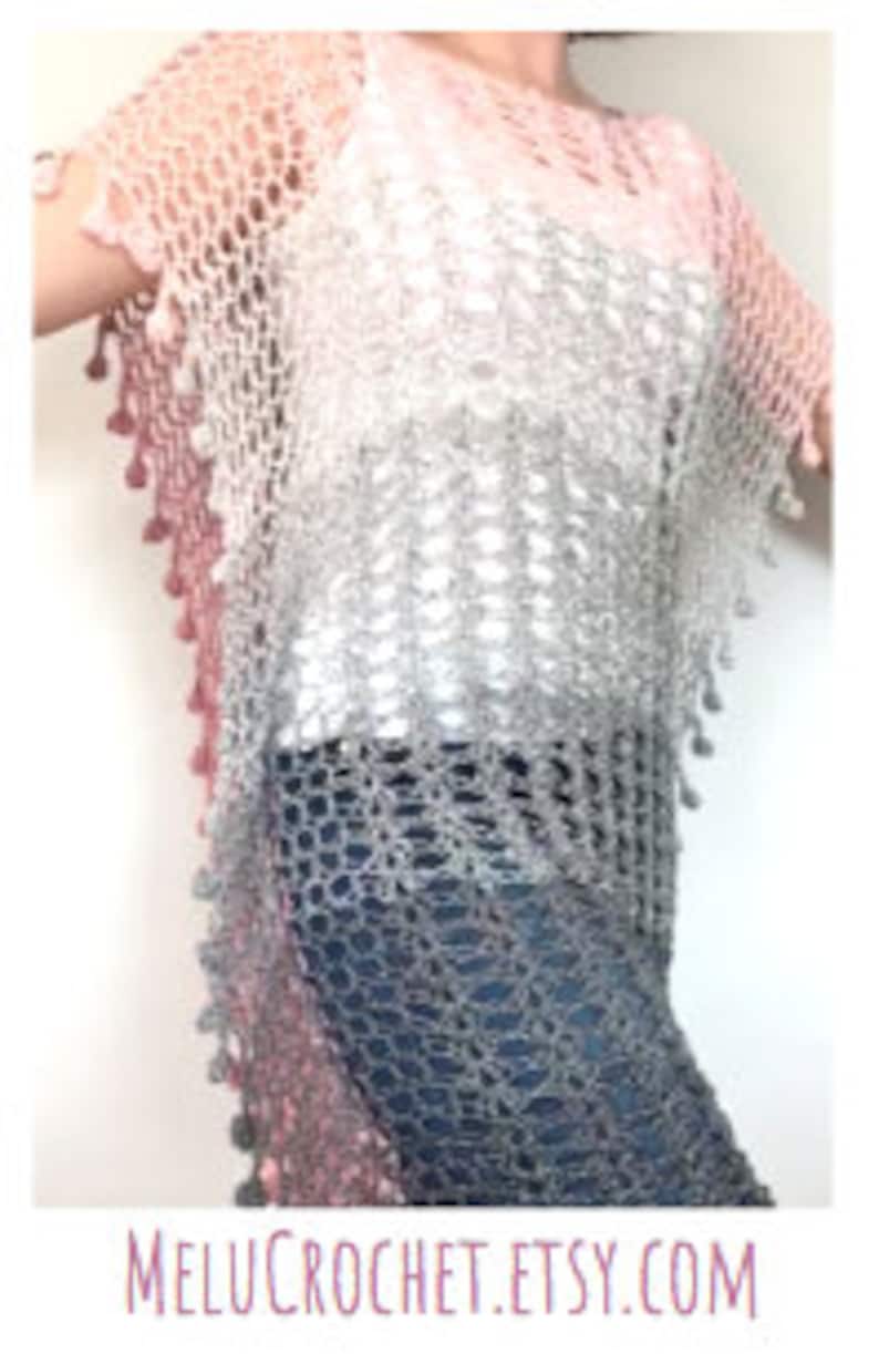 Adult Size LARGE Melu Crochet Summer Bobble Pom Pom Poncho Pattern ...