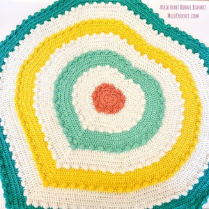 Atria Heart Bobble Blanket pattern by Melu Crochet Baby Afghan comforter and throw for unisex/boy/girl or home image 9